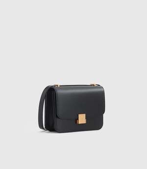 Quince Italian Leather Box Shoulder Bag - Black